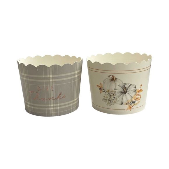 50 Count Fall “Give Thanks” Harvest Thanksgiving Cupcake Liners New in Box - Picture 4 of 10